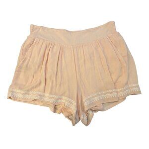 Torrid shorts Sz 2 18/20 Pink Textured Lined Lace Trim Elastic Waist pockets